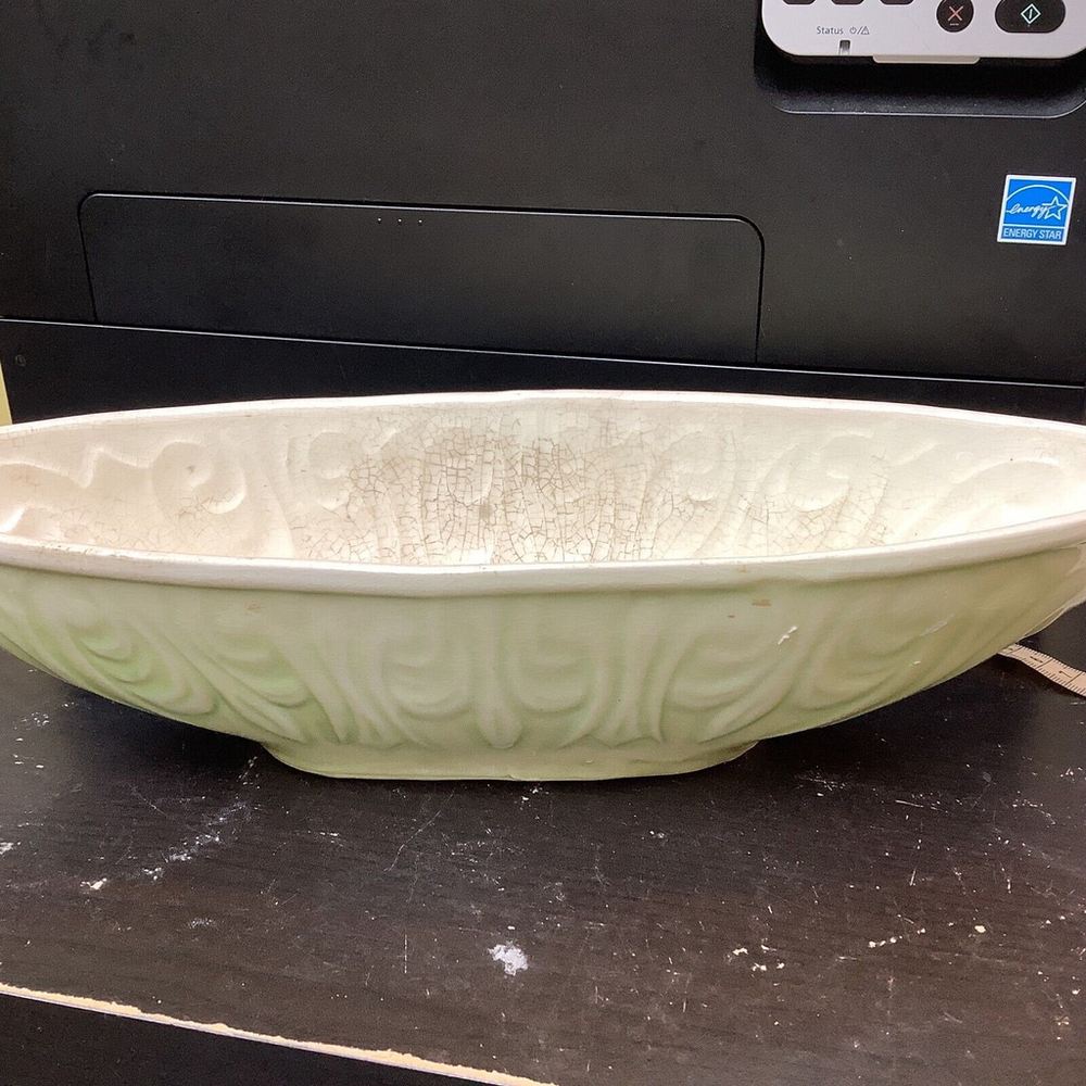 Maurice of California No. 1311 Vintage MCM Art Pottery Oval Dish Green